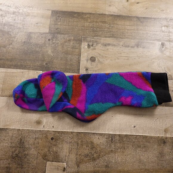 Vintage L.L. Bean Fleece Socks M Multicolor Geometric Pattern Cozy Warm Retro - Picture 7 of 7